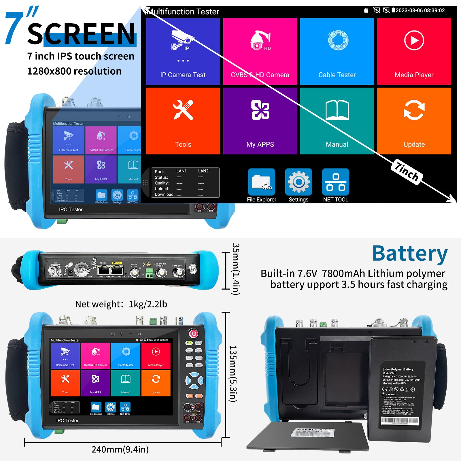 IPC-9800MOVTADHS Pro IPC Tester Support 8K IPC Camera And VGA 8MP