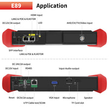Load image into Gallery viewer, Henkion E89 4K IP Camera Tester 8inch Touchscreen 8MP TVI/CVI/AHD Support 90W PoE
